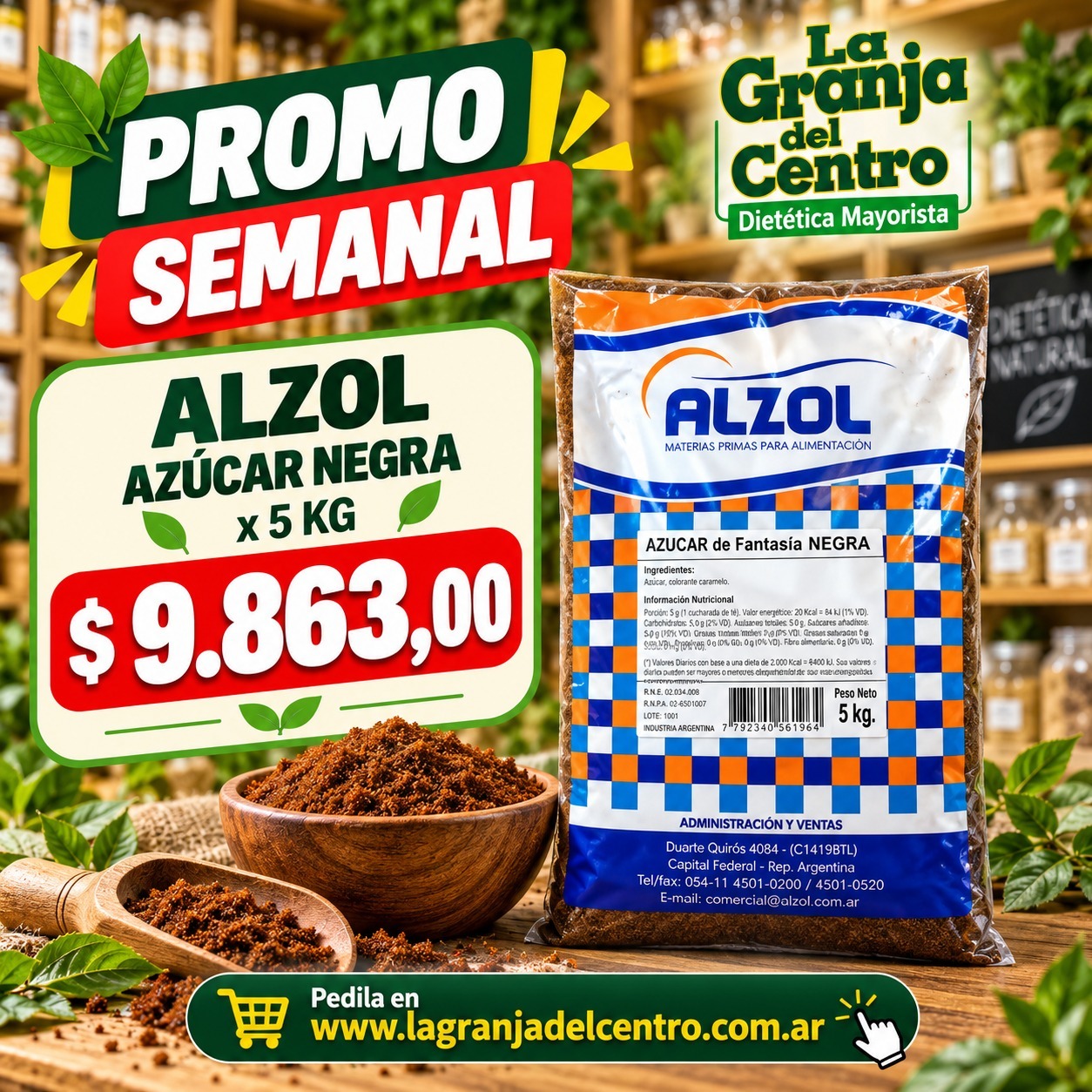 Ofertas y Promociones ALZOL - Azucar Negra x 5 kg PROMO SEMANAL